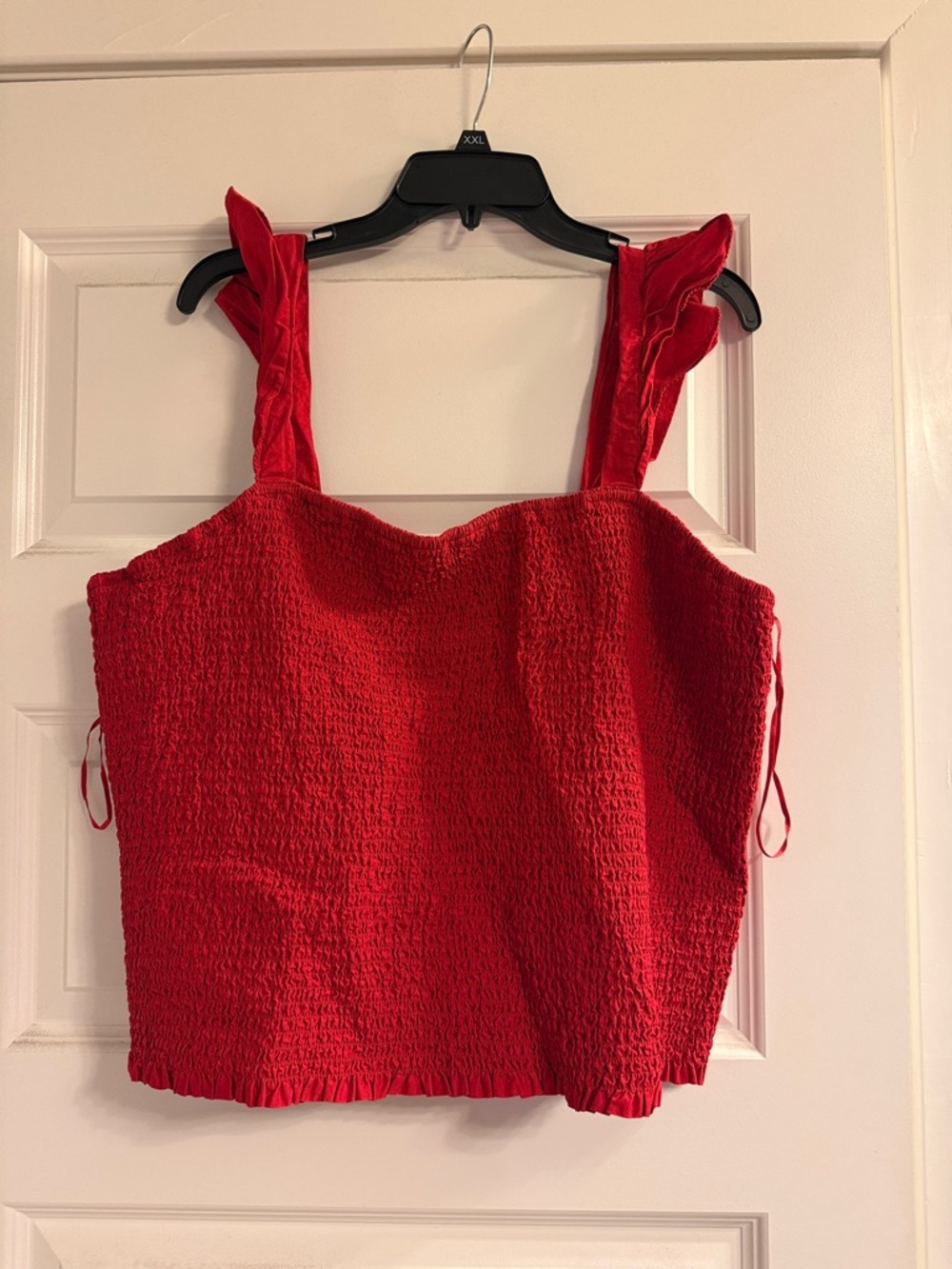 Old Navy Red Smocked Ruffle Strap Tank